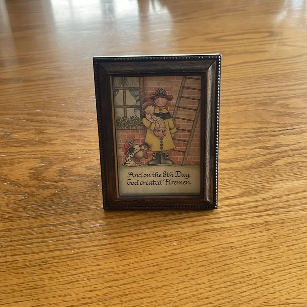 Charming Vintage Firefighter Themed Framed Art 🌺